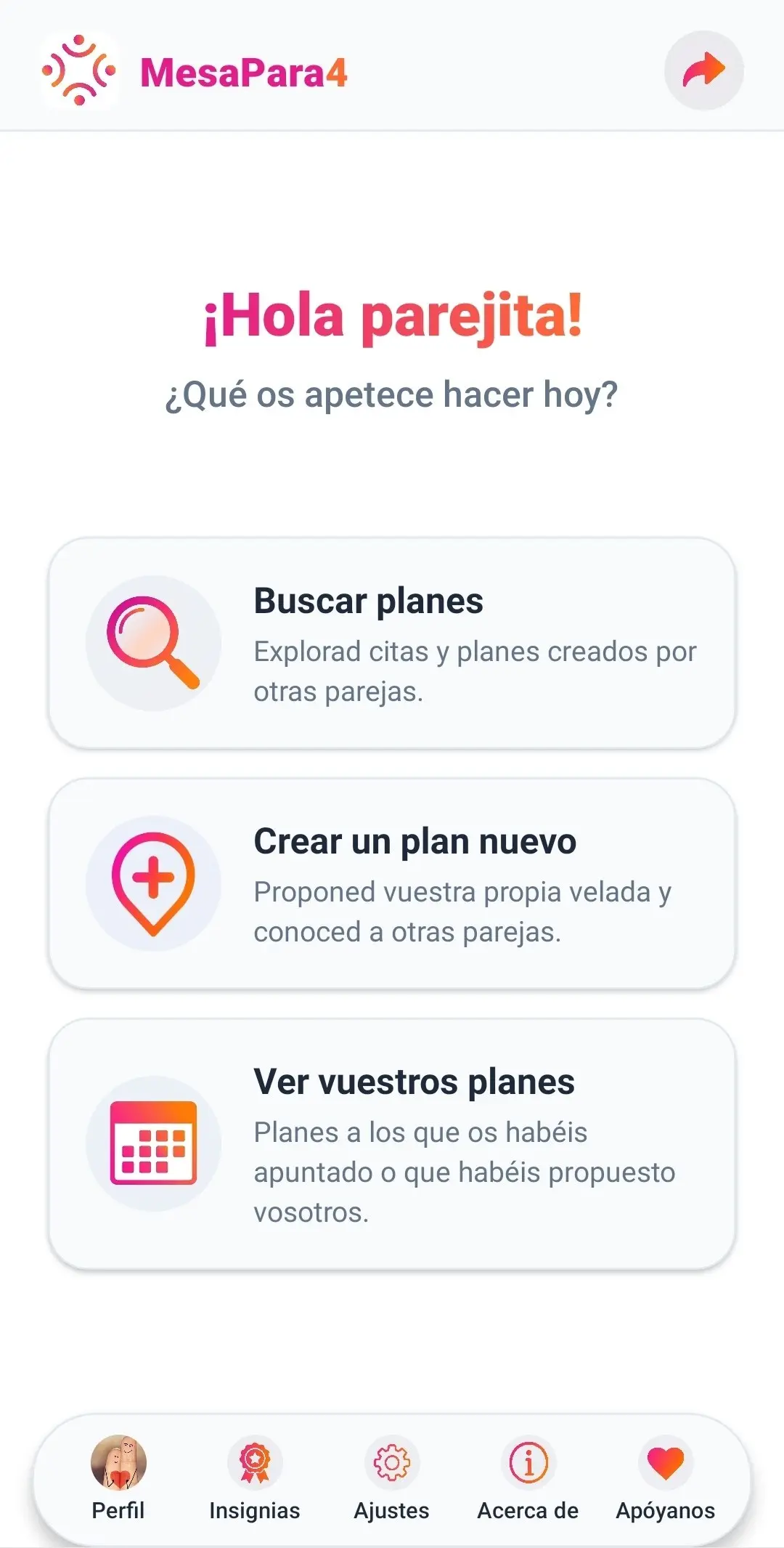Pantalla principal Home