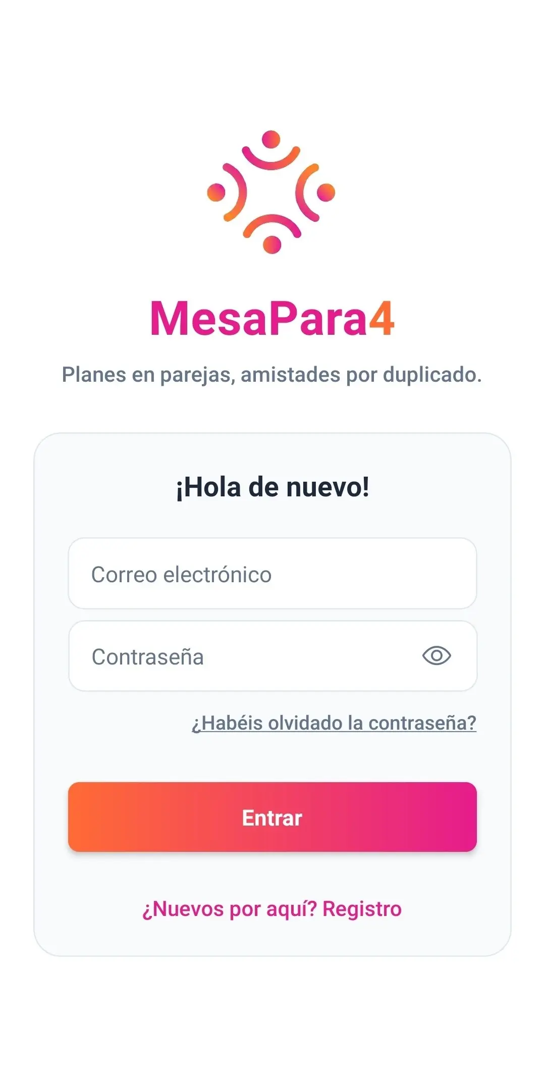 Pantalla de inicio de sesión